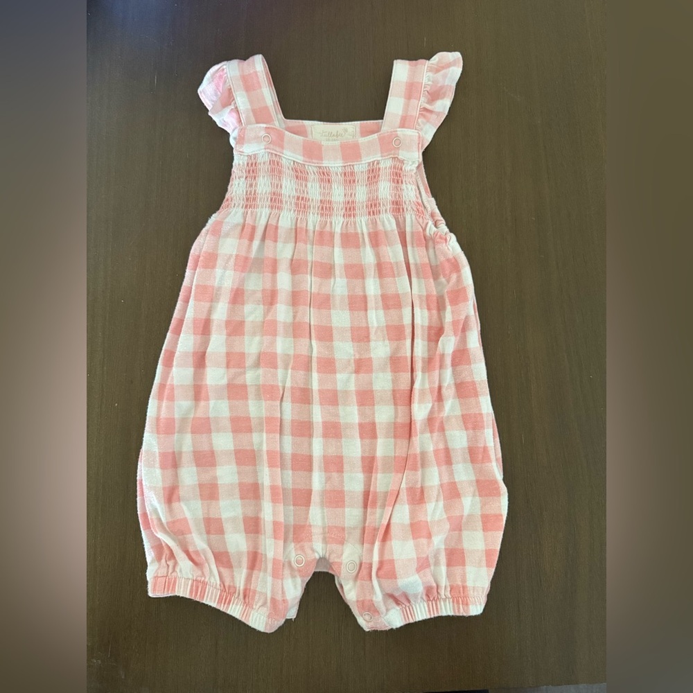 Pink Gingham Smocked Baby One-Piece Bodysuit
